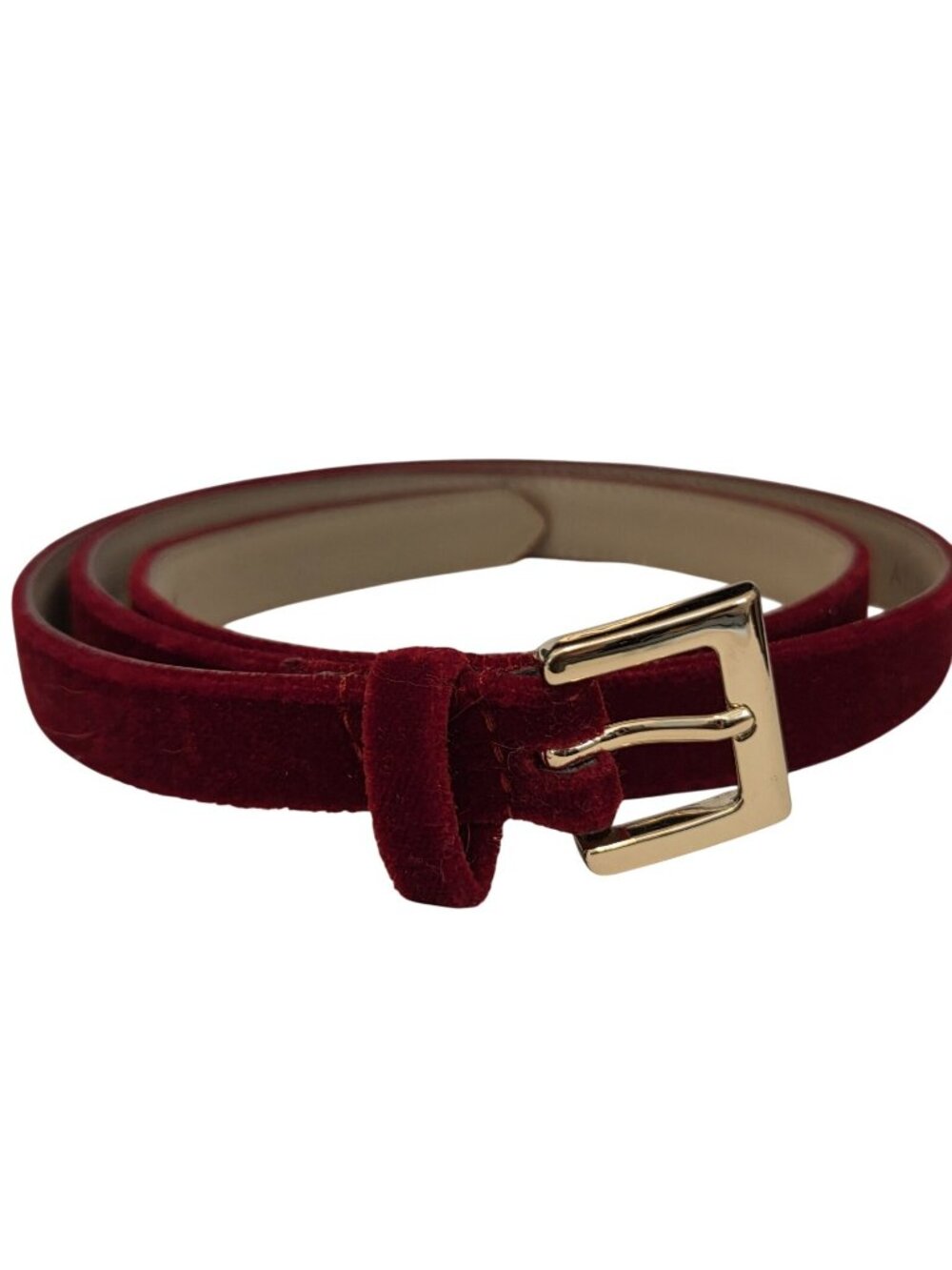 Ann Taylor Skinny Red Velvet Faux Leather Belt Womens Large